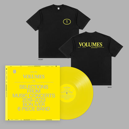 VOLUMES: ONE (SELECTIONS FROM MUSIC CONCERTS 2019-2023 BON IVER 6 PIECE BAND) Ducky Yellow Vinyl LP Fanpack
